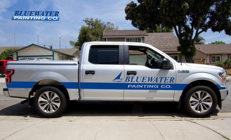 Blue Water Painting Truck Lettering and Logos