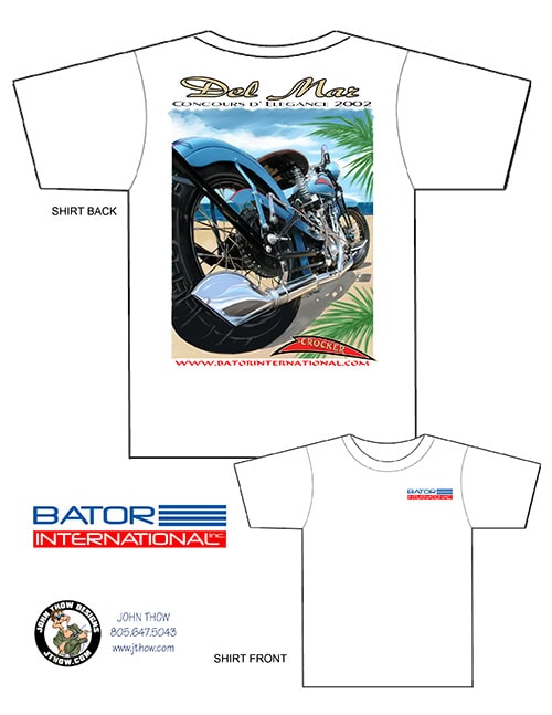Classic Crocker motorcycle T-shirt design for the Del Mar Concours d’Elegance