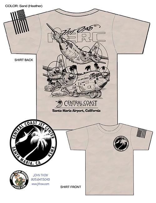 C-130 Hercules refueling with another flying over – Hot Gas Herc T-shirt for Central Coast Jet Center